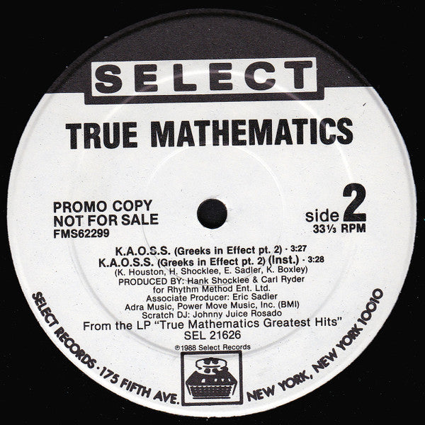 True Mathematics : For The Money / K.A.O.S.S. (Greeks In Effect Pt. 2) (12", Promo, Hau)