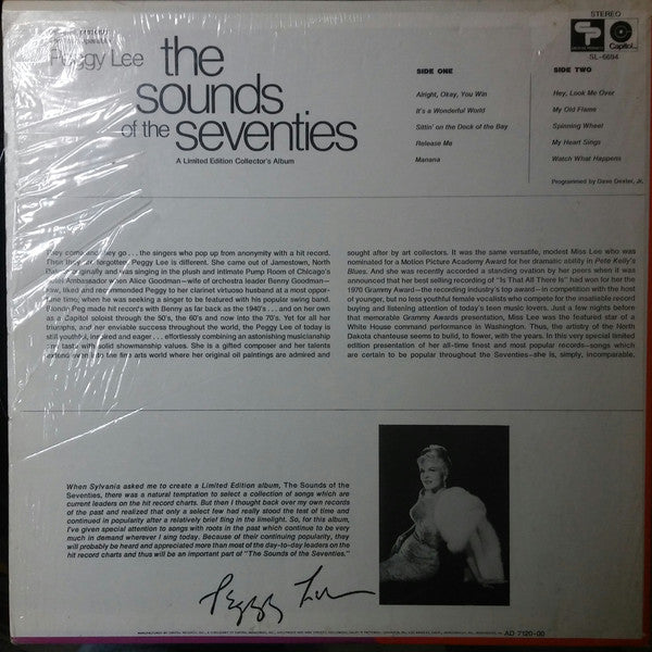 Peggy Lee : Sylvania Presents...The Sounds Of The Seventies (LP, Album, Comp, Ltd)