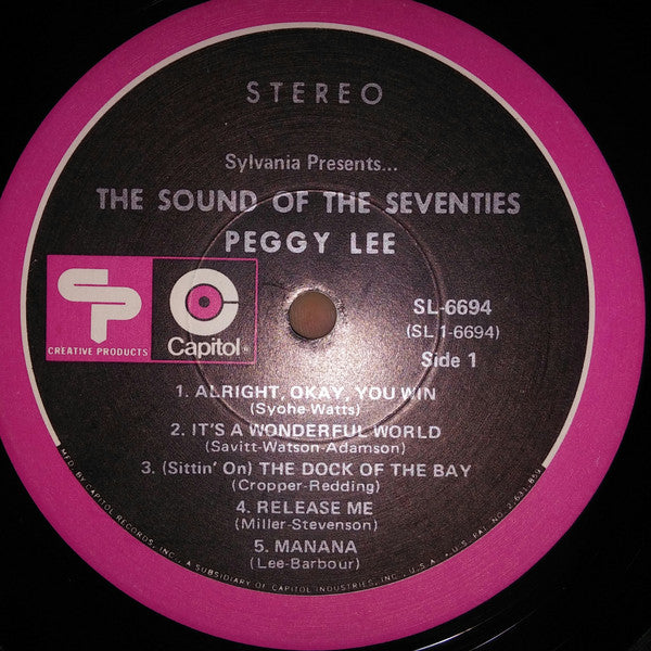 Peggy Lee : Sylvania Presents...The Sounds Of The Seventies (LP, Album, Comp, Ltd)