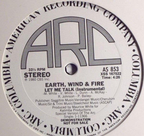 Earth, Wind & Fire : Let Me Talk (12", Promo)