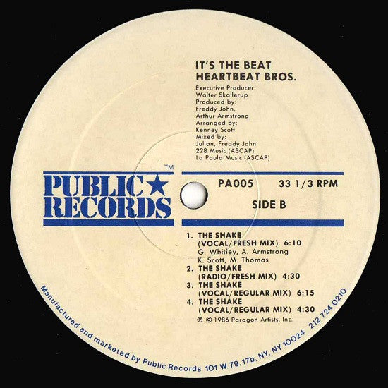 The Heartbeat Brothers : It's The Beat / The Shake (12")