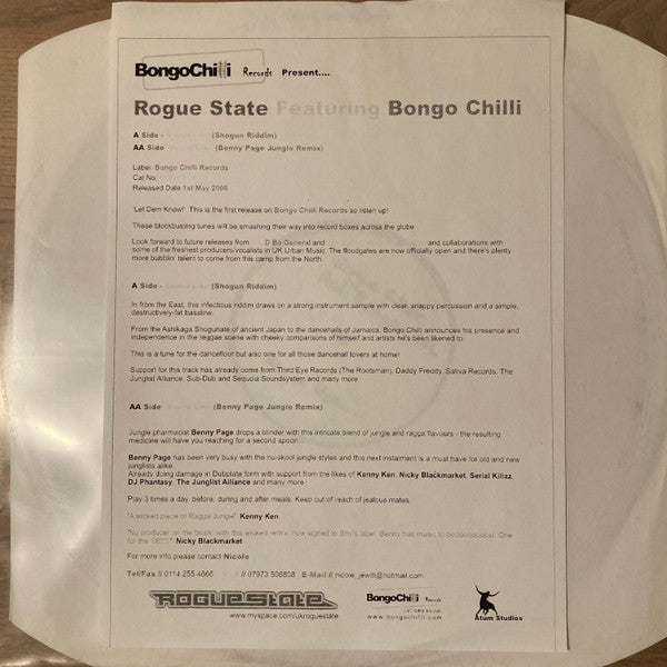 Roguestate* Ft Bongo Chilli : Sound Like (12", Promo, W/Lbl)