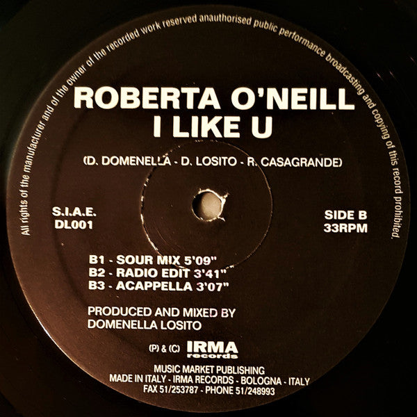 Roberta O'Neill : I Like U (12")