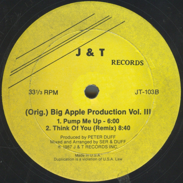 Various : (Orig.) Big Apple Production Vol. III (12", P/Mixed, Unofficial)