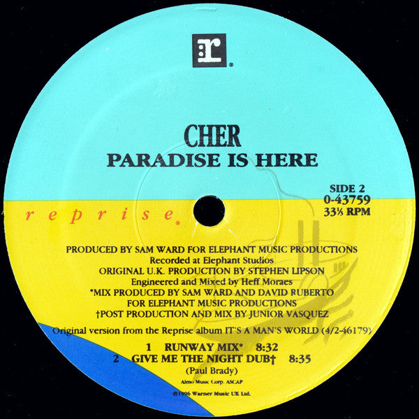 Cher : Paradise Is Here (12", Maxi)