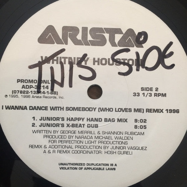 Whitney Houston : Why Does It Hurt So Bad / I Wanna Dance With Somebody (Who Loves Me) (Remix 1996) (12", Promo)