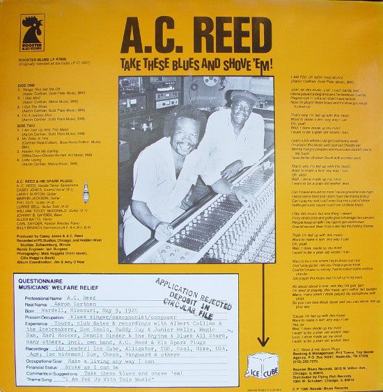 A.C. Reed And His Spark Plugs : Take These Blues And Shove 'Em! (LP, RE)