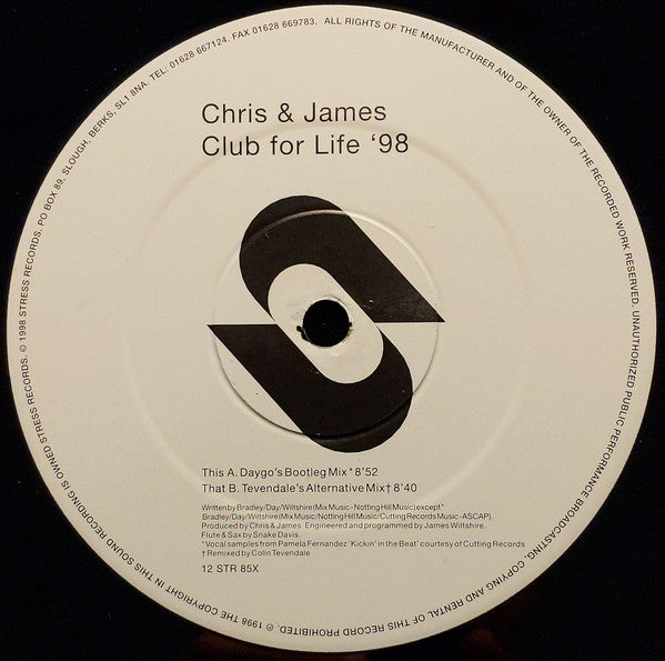 Chris & James : Club For Life '98 (12")