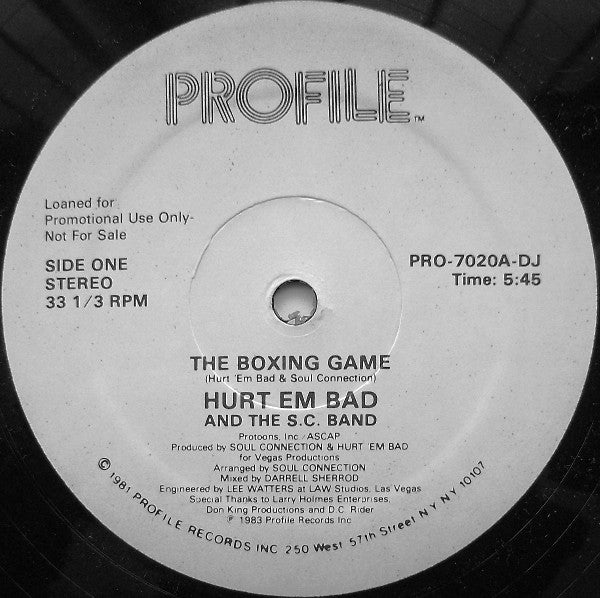 Hurt Em Bad And The S.C. Band* : The Boxing Game (12", Single, Promo)