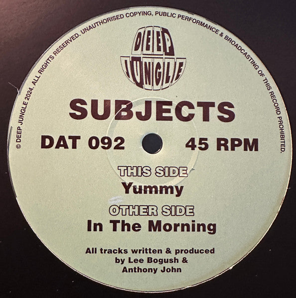 Subjects (5) : In The Morning / Yummy (12")