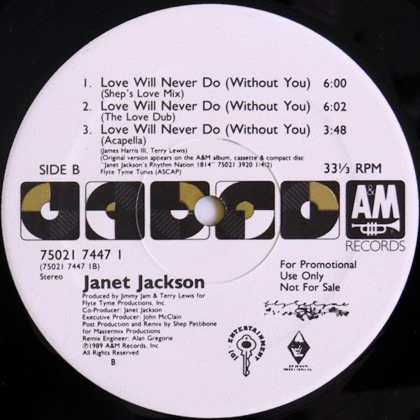 Janet Jackson : Love Will Never Do (Without You) (2x12", Single, Promo)