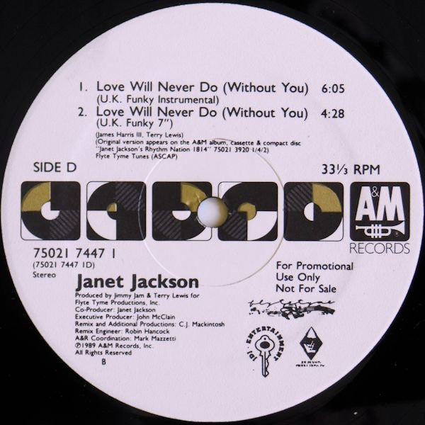 Janet Jackson : Love Will Never Do (Without You) (2x12", Single, Promo)
