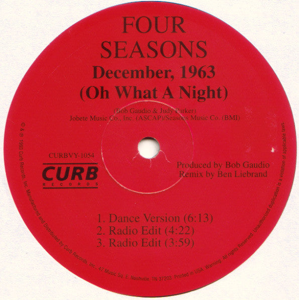 The Four Seasons : December, 1963 (Oh What A Night) (12")
