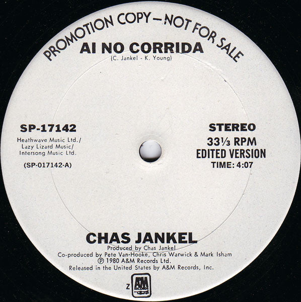 Chas Jankel : Ai No Corrida (12", Promo)