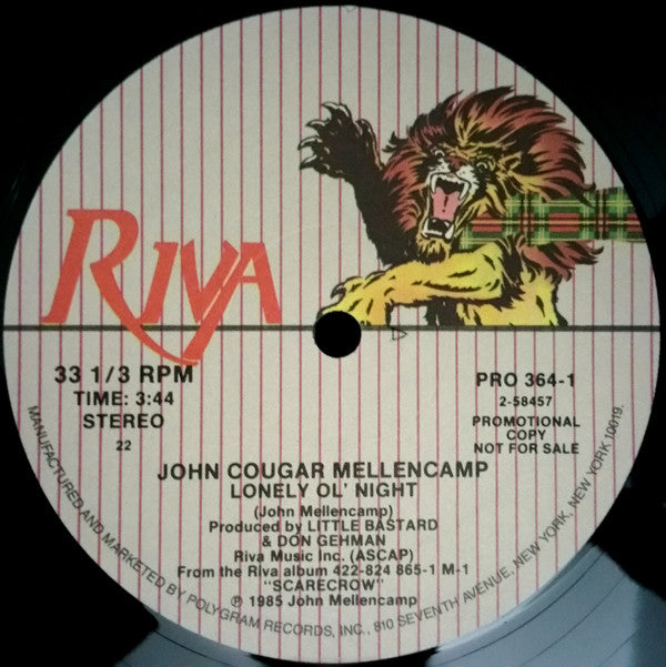 John Cougar Mellencamp : Lonely Ol' Night (12", Single, Promo, 22 )