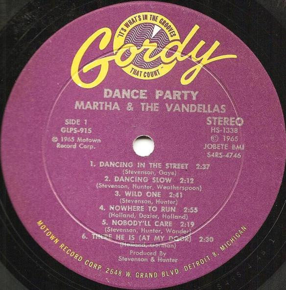 Martha Reeves & The Vandellas : Dance Party (LP, Album, Ind)