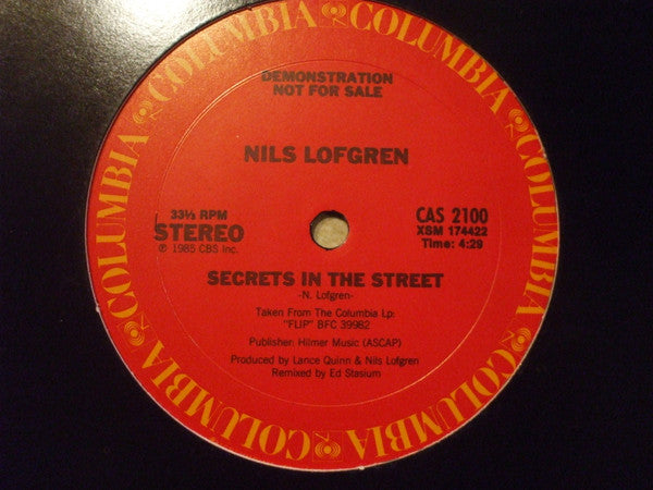 Nils Lofgren : Secrets In The Street (12", Single, Promo)