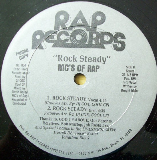 MC's Of Rap : This Is The Jam / Rock Steady (12", Promo)