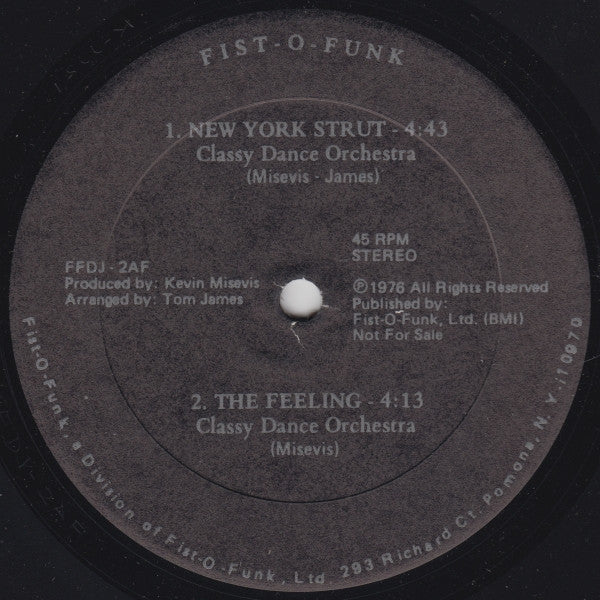 Classy Dance Orchestra : New York Strut (12", Promo)