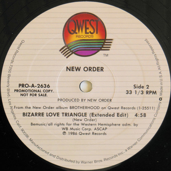 New Order : Bizarre Love Triangle (12", Promo)