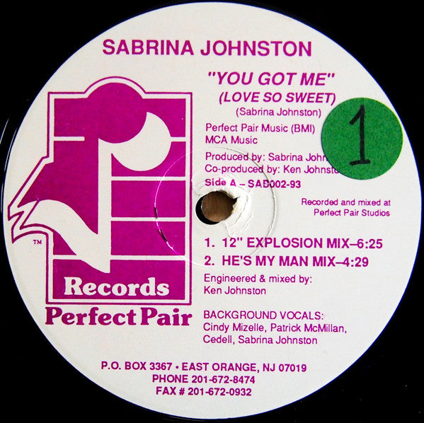 Sabrina Johnston : You Got Me (Love So Sweet) (12")