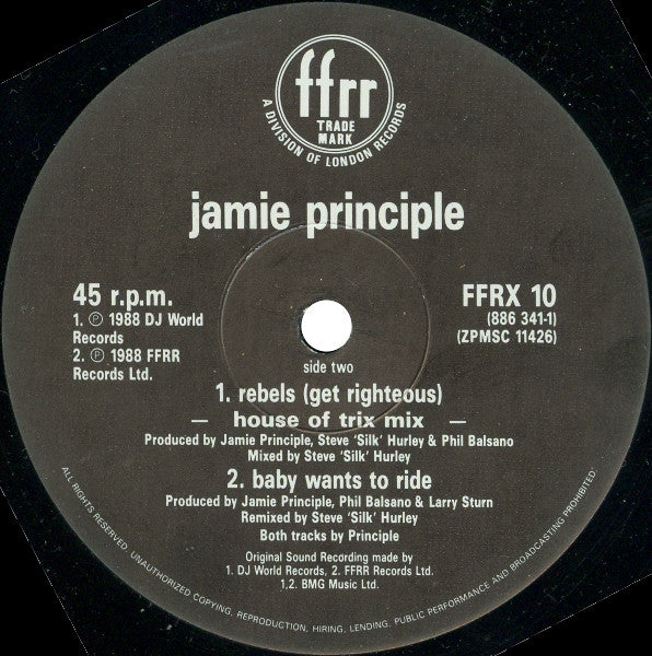 Jamie Principle : Rebels (Get Righteous) (12")