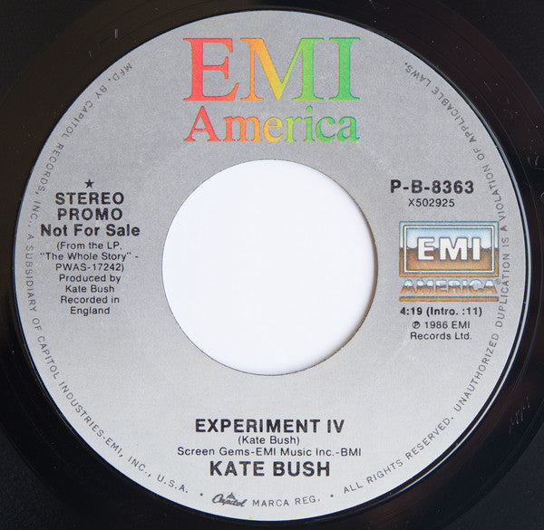 Kate Bush : Experiment IV (7", Single, Promo, Styrene)