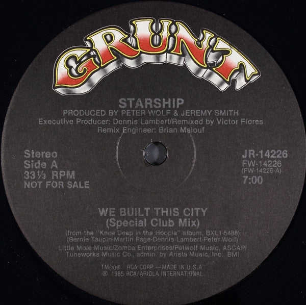Starship (2) : We Built This City (12", Maxi, Promo)