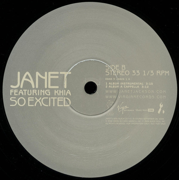 Janet* Featuring Khia : So Excited (12", Promo)