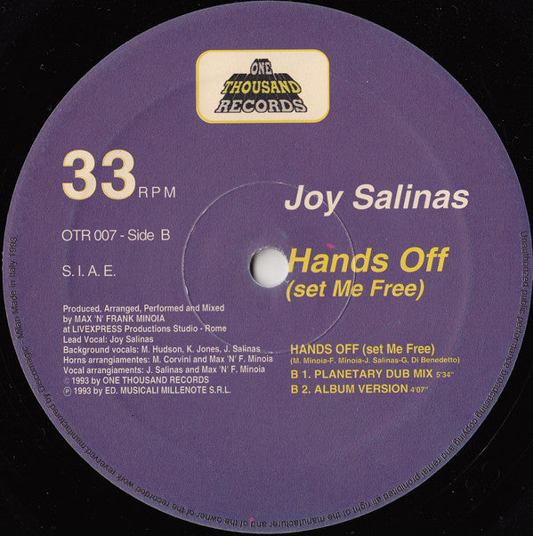 Joy Salinas : Hands Off (Set Me Free) (12")