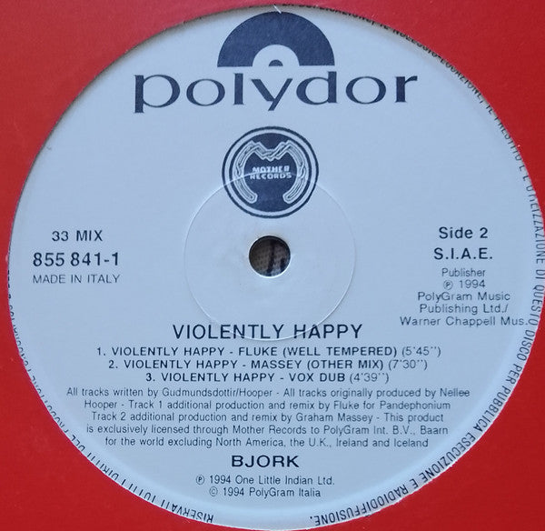 Bjork* : Violently Happy (12", Single)