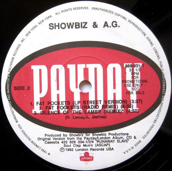 Showbiz & A.G. : Fat Pockets (12", Promo)
