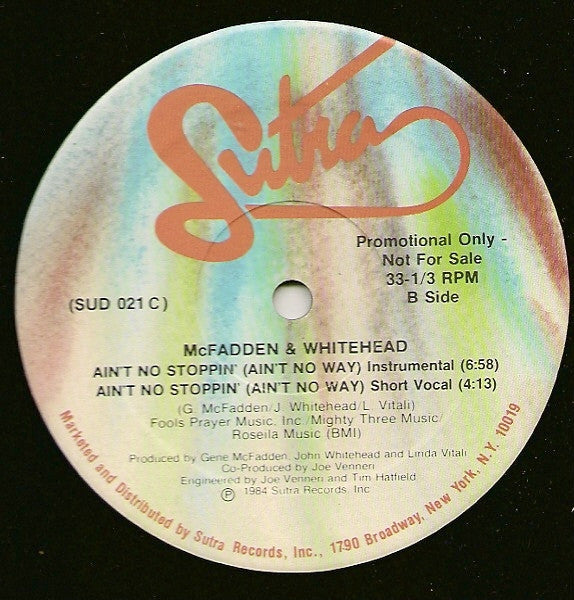 McFadden & Whitehead : Ain't No Stoppin' (Ain't No Way) (12", Promo)