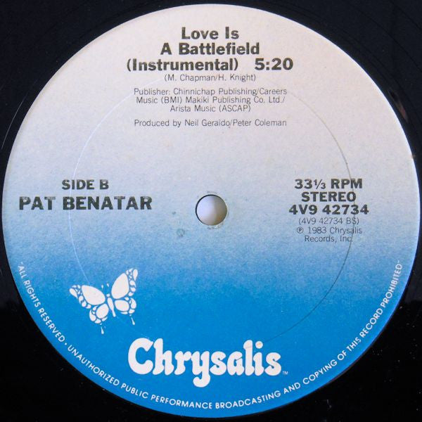 Pat Benatar : Love Is A Battlefield (Special Extended Re·mix) (12", Single, Pit)