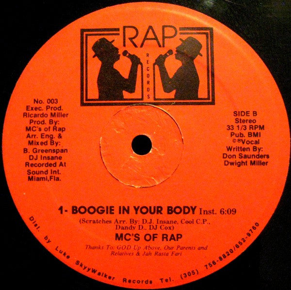MC's Of Rap : Boogie In Your Body (12")