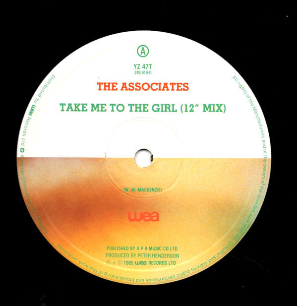 The Associates : Take Me To The Girl (12")