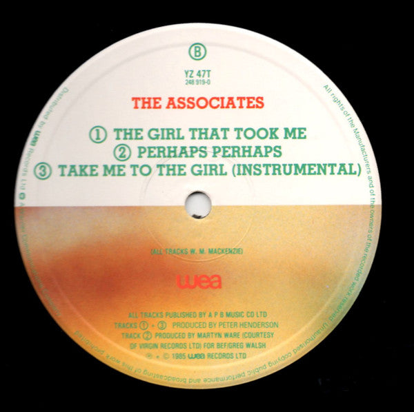 The Associates : Take Me To The Girl (12")