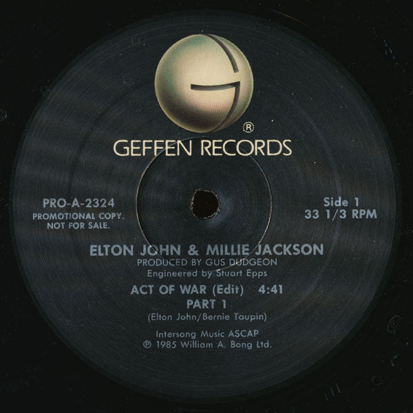 Elton John / Millie Jackson : Act Of War (12", Maxi, Promo)