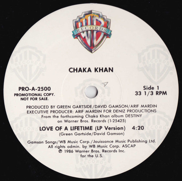 Chaka Khan : Love Of A Lifetime (12", Promo)