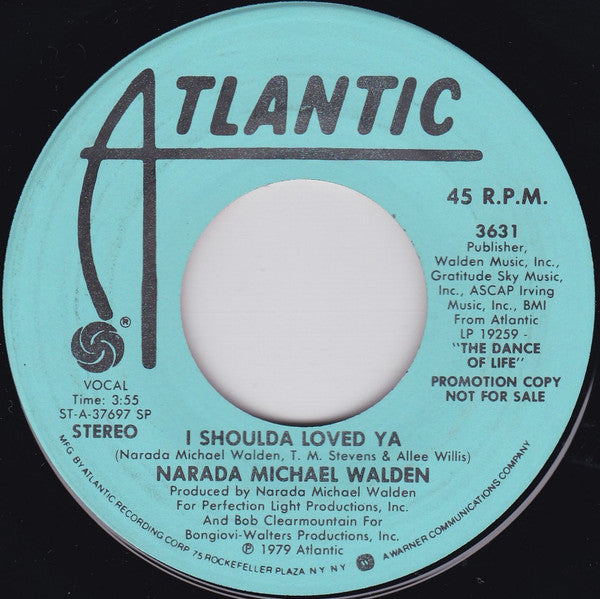 Narada Michael Walden : I Shoulda Loved Ya (7", Promo)