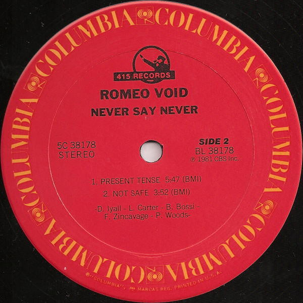 Romeo Void : Never Say Never (12", Car)