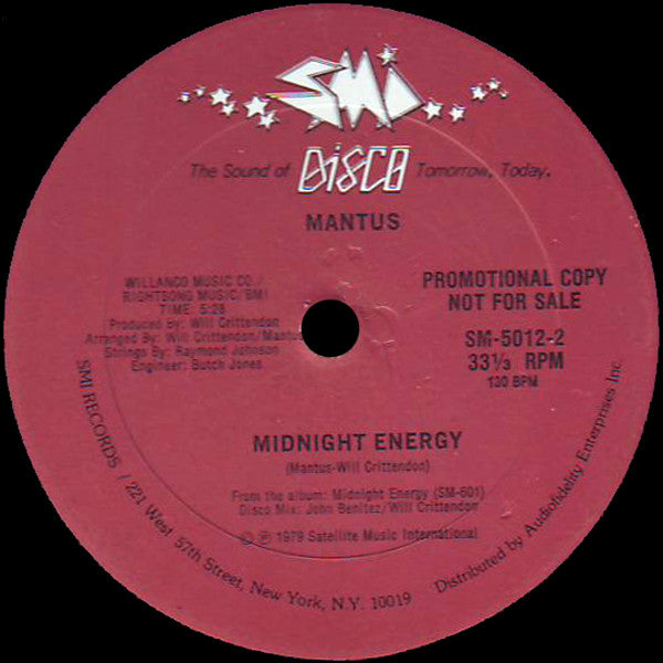 Mantus : Rock It To The Top / Midnight Energy (12", Promo)