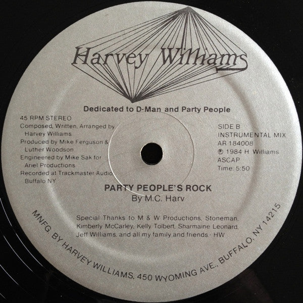 Harvey Williams (2) : Party People's Rock (12")
