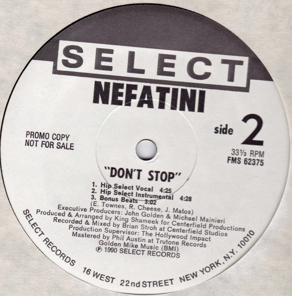 Nefatini : Don't Stop (12", Promo)