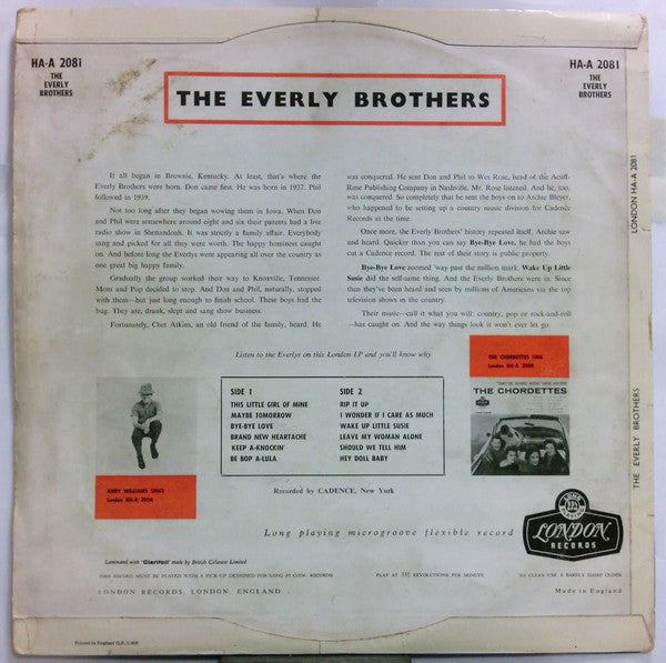 Everly Brothers : The Everly Brothers (LP, Album, Mono)
