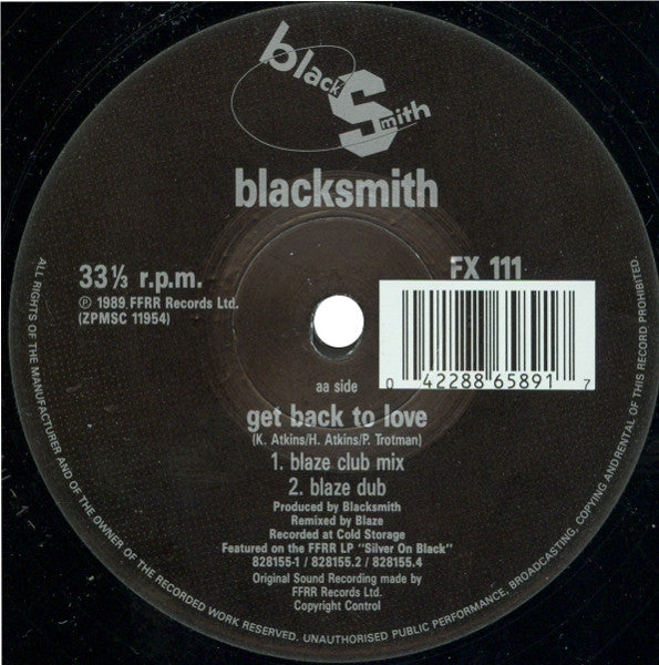 Blacksmith : Get Back To Love (12")