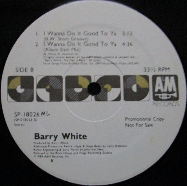 Barry White : I Wanna Do It Good To Ya (12", Promo)