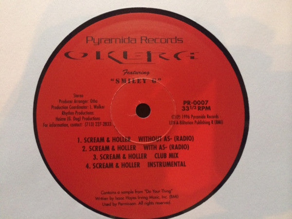 Okera (2) Featuring Smiley G : Scream & Holler (12")