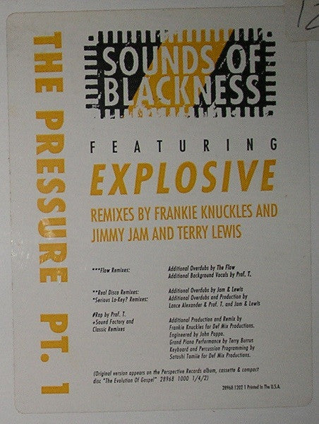 Sounds Of Blackness : The Pressure Pt.1 (2x12", Promo, Gat)