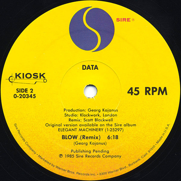 Data (2) : Stop (Remix) / Blow (Remix) (12", Maxi)